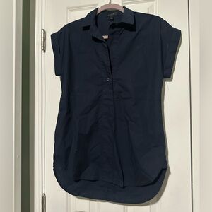 J. Crew Navy Blouse Short Sleeve Size 0